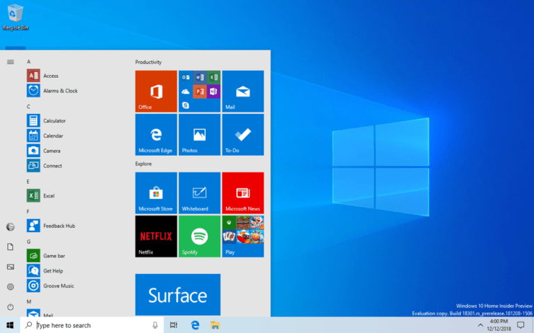 Windows 10 build update provides customized Start menu