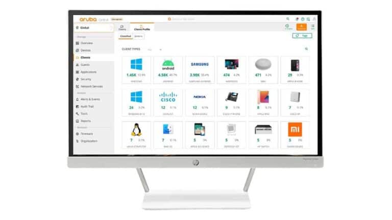 Aruba Client Insights automatically recognizes and configures endpoints