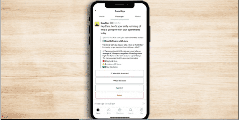 DocuSign supports full contract lifecycle management in Slack